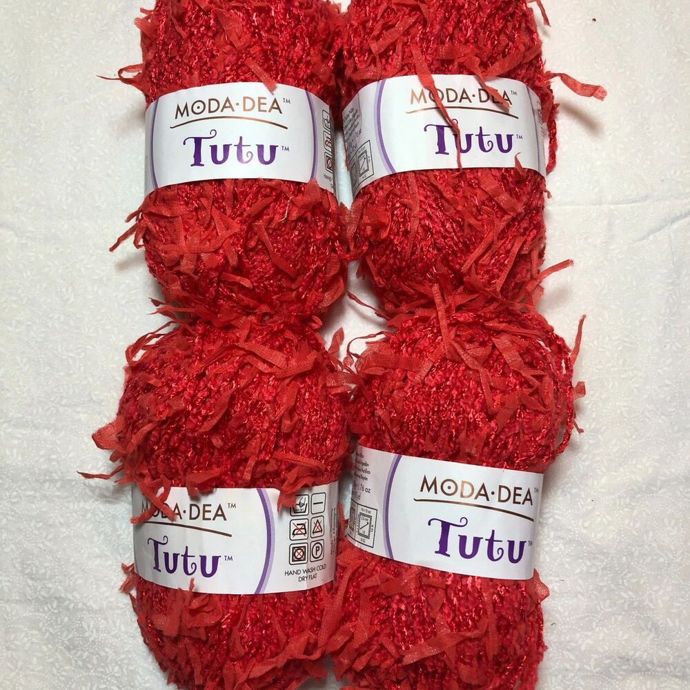 Lot of 4 Moda Dea Tutu cotton blend fashion yarn, Geranium, (92 yds each)